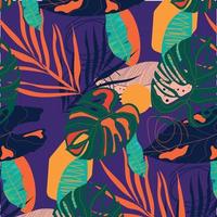 tropical Contexte avec jungle les plantes. paume feuilles. floral exotique hawaïen fond d'écran. forêt tropicale. été tropical feuille. exotique hawaïen jungle, heure d'été style. été vecteur illustration.