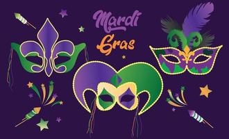 mardi gras carnaval calligraphie invitation affiche. vecteur illustration modèle