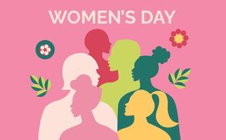 une affiche avec une variété de femelle silhouettes de différent ethnie. une modèle pour le aux femmes responsabilisation mouvement. graphique de international aux femmes journée dans vecteur. vecteur