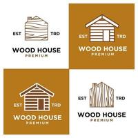 bois maison logo icône conception vecteur illustration ensemble collection