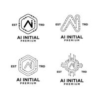 ai artificiel intelligence initiale lettre icône conception logo vecteur