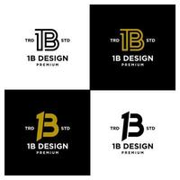 1b ib 13 conception icône lettre initiale logo ensemble collection vecteur