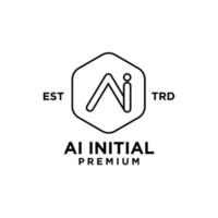 ai artificiel intelligence initiale lettre icône conception logo vecteur