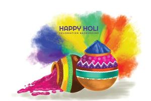 beau festival indien de couleurs happy holi concept avec fond coloré vecteur