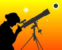 silhouette de un astronome avec une télescope vecteur