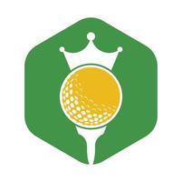 création de logo vectoriel de golf roi. balle de golf avec icône de vecteur de couronne.