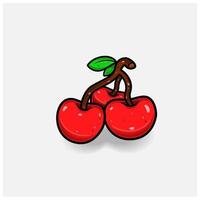 Cerise fruit dessin animé avec Facile pente et détails. vecteur