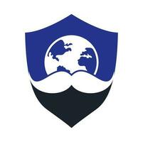 moustache et globe vecteur icône logo conception. monde homme journée vecteur logo conception modèle