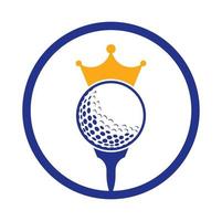 création de logo vectoriel de golf roi. balle de golf avec icône de vecteur de couronne.