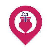 l'amour cadeau GPS forme concept logo vecteur symbole icône conception. cœur cadeau logo vecteur icône.