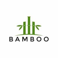 modèle de conception de logo en bambou vert vecteur