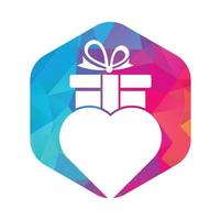 l'amour cadeau logo vecteur symbole icône conception. cœur cadeau logo vecteur icône.