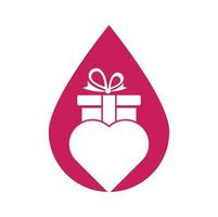 l'amour cadeau laissez tomber forme concept logo vecteur symbole icône conception. cœur cadeau logo vecteur icône.