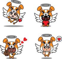 vecteur illustration dessin animé animal mascotte costume personnage chien Cupidon ensemble paquet