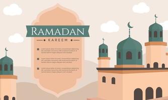 Ramadan Contexte avec mosquée dans plat style. - vecteur. vecteur