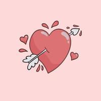 rouge et rose l'amour cœur symbole icône. Valentin vecteur illustration.