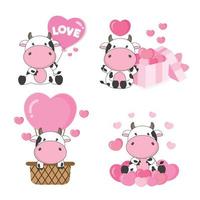 la Saint-Valentin journée collection avec mignonne animal et l'amour éléments. vecteur