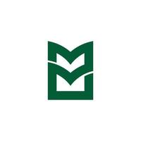 lettre mm Facile vert herbe feuille géométrique ligne logo vecteur