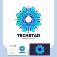 carte de visite et étoile de fleur de mandala tech vecteur