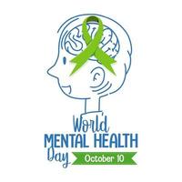 bannière de la journée mondiale de la santé mentale ou logo isolé sur fond blanc vecteur