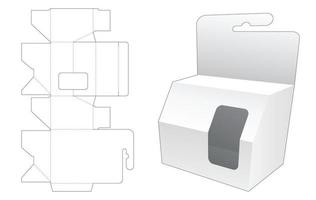 boîte d'emballage chanfreinée avec fenêtre et gabarit de découpe vecteur