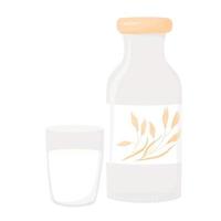 avoine Lait dans une verre bouteille. une verre de lait. vecteur illustration. isolé sur une blanc Contexte. ferme des produits. avoine. végétalien, naturel.