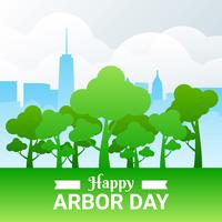 Arbor Day Illustration avec la forêt et la ville sur fond de nuages vecteur