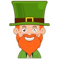 elfe lutin content visage dessin animé mignonne pour Saint patrick's journée vecteur