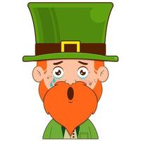 elfe lutin pleurs et effrayé visage dessin animé mignonne pour Saint patrick's journée vecteur