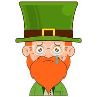 elfe lutin pleurs et effrayé visage dessin animé mignonne pour Saint patrick's journée vecteur