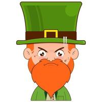 elfe lutin en colère visage dessin animé mignonne pour Saint patrick's journée vecteur