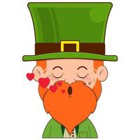 elfe lutin dans l'amour visage dessin animé mignonne pour Saint patrick's journée vecteur