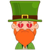 elfe lutin cassé cœur visage dessin animé mignonne pour Saint patrick's journée vecteur