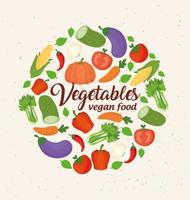 bannière avec des légumes frais et sains pour le concept de nourriture végétalienne vecteur