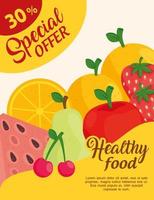 affiche publicitaire offre spéciale avec fruits frais vecteur