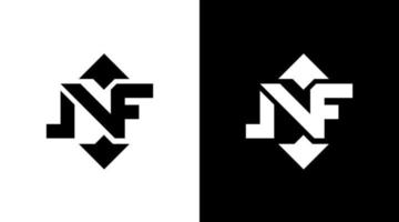 nf logo vecteur monogramme avec La Flèche noir et blanc icône illustration style dessins modèles