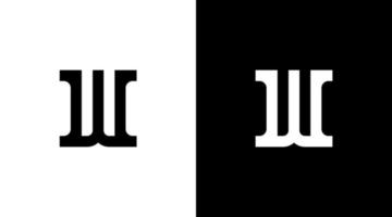 lettre w et classique pilier logo vecteur monogramme noir et blanc icône style conception modèle