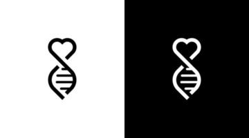 l'amour et ADN logo médical soins de santé noir et blanc icône style conception modèle vecteur