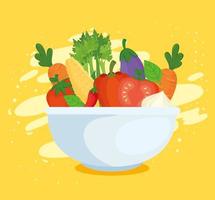 légumes sains et frais dans un bol vecteur