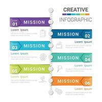 Le modèle infographique de chronologie avec 5 options, la conception d'infographie vectorielle et l'entreprise de présentation peuvent être utilisés pour la mise en page, les étapes ou les processus de flux de travail. vecteur