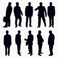 affaires Hommes silhouette debout, Masculin silhouette dans une élégant costume, homme d'affaire, entrepreneur, exécutif, isolé vecteur