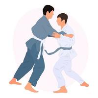 judoka sportif, judoka, combattant en duel, combat, match. sport de judo, art martial. style plat. vecteur