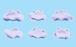 mignonne 3d réaliste des nuages vecteur ensemble collection
