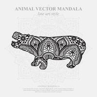 mandala hippopotame. éléments décoratifs vintage. motif oriental, illustration vectorielle. vecteur