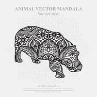 mandala hippopotame. éléments décoratifs vintage. motif oriental, illustration vectorielle. vecteur