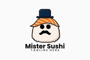 plat moderne modèle Monsieur Sushi logo vecteur