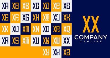 Facile ligne carré lettre X logo conception. abstrait boîte xx X lettre logo vecteur ensemble.
