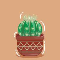 mignonne petit cactus à l'intérieur une pot dans dessin animé style vecteur