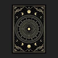 roue de fortune œil tarot carte d'or illustration vecteur