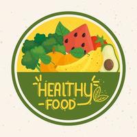 timbre alimentaire sain avec des fruits et légumes frais vecteur